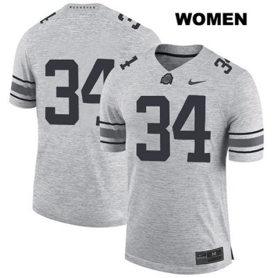 Women's NCAA Ohio State Buckeyes Owen Fankhauser #34 College Stitched No Name Authentic Nike Gray Football Jersey UB20M22JM